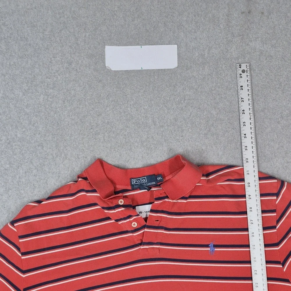 Polo By Ralph Lauren Men Polo XXL Red Embroidered Striped Pony Rugby READ